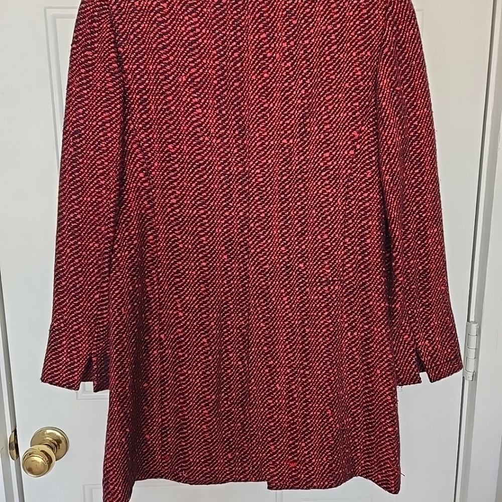 Doncaster Ladies Red And Black Wool Blend Tweed Mid Length Jacket Size 10 - Picture 4 of 11